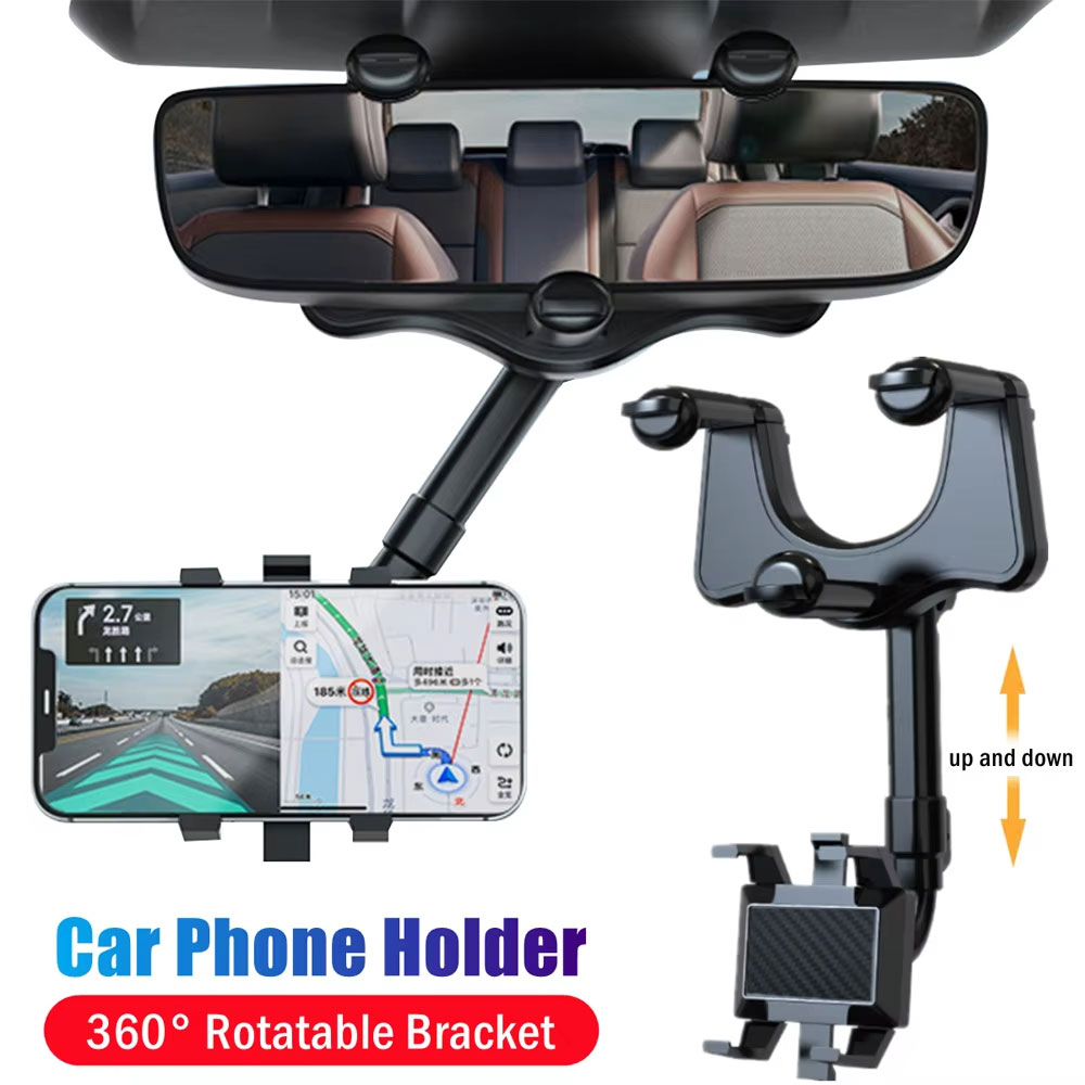 Car Accessories Tablet Holder - Verstelbare auto-achteruitkijkspiegel telefoonhouder 360° ° Intrekbare